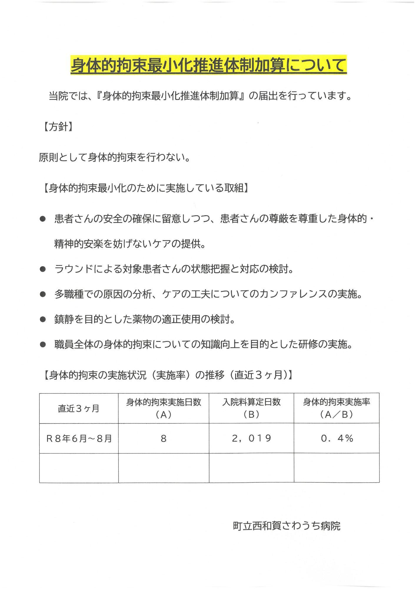身体的拘束最小化推進体制加算