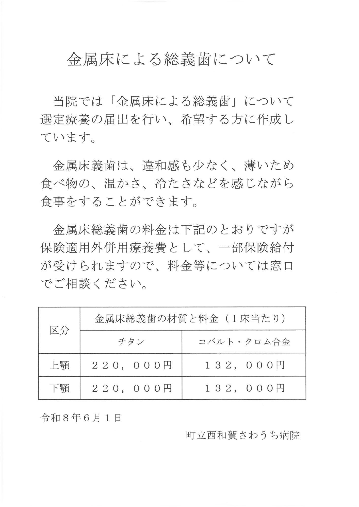 金属床による総義歯について